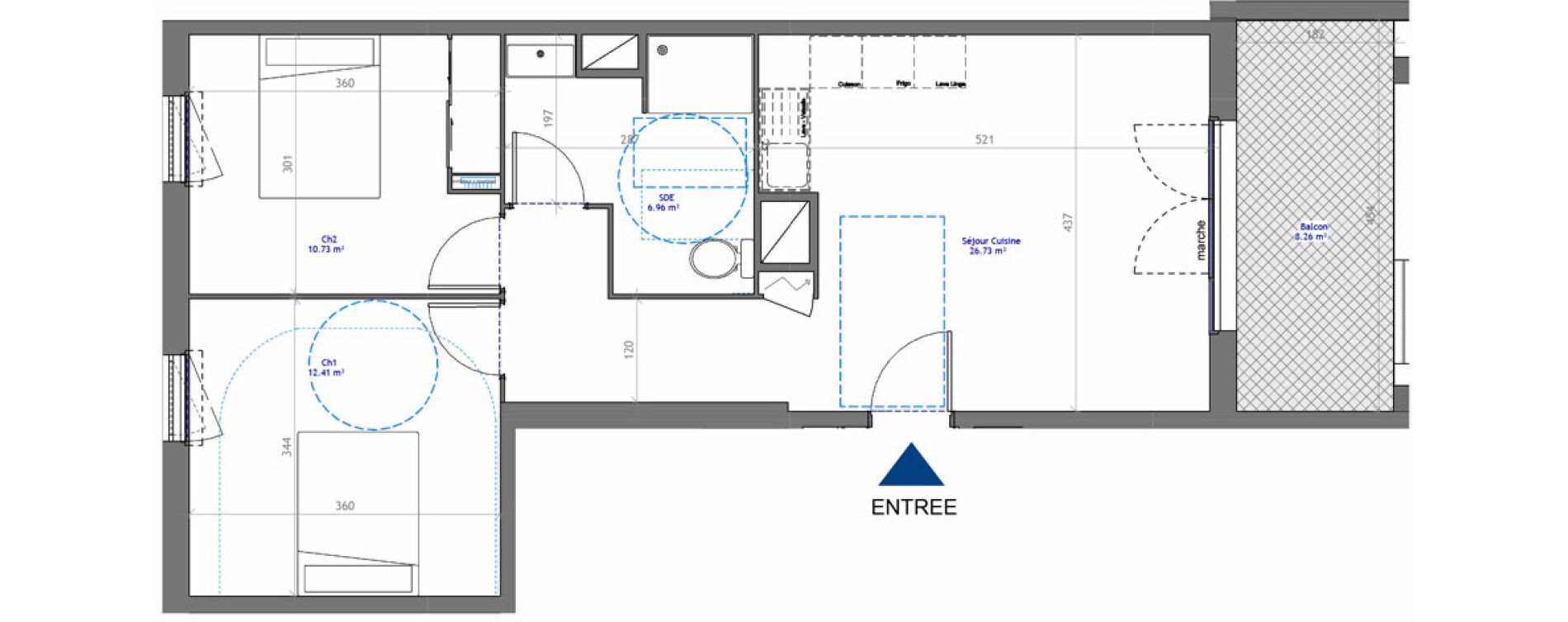 Appartement T3 de 56,83 m2 &agrave; Montpellier La restanque