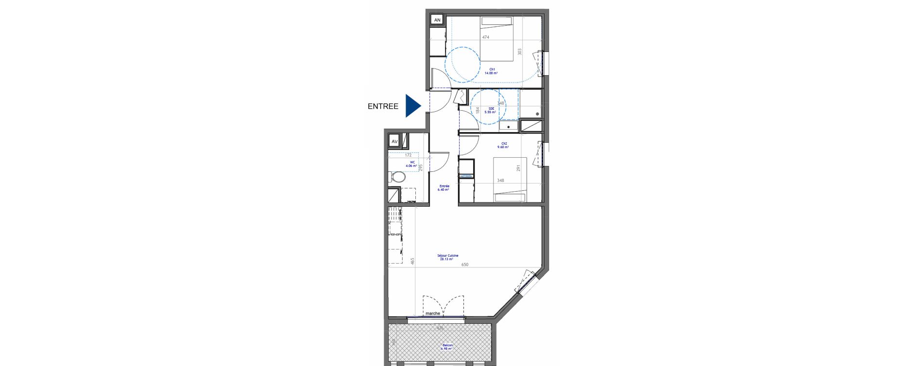 Appartement T3 de 67,73 m2 &agrave; Montpellier La restanque