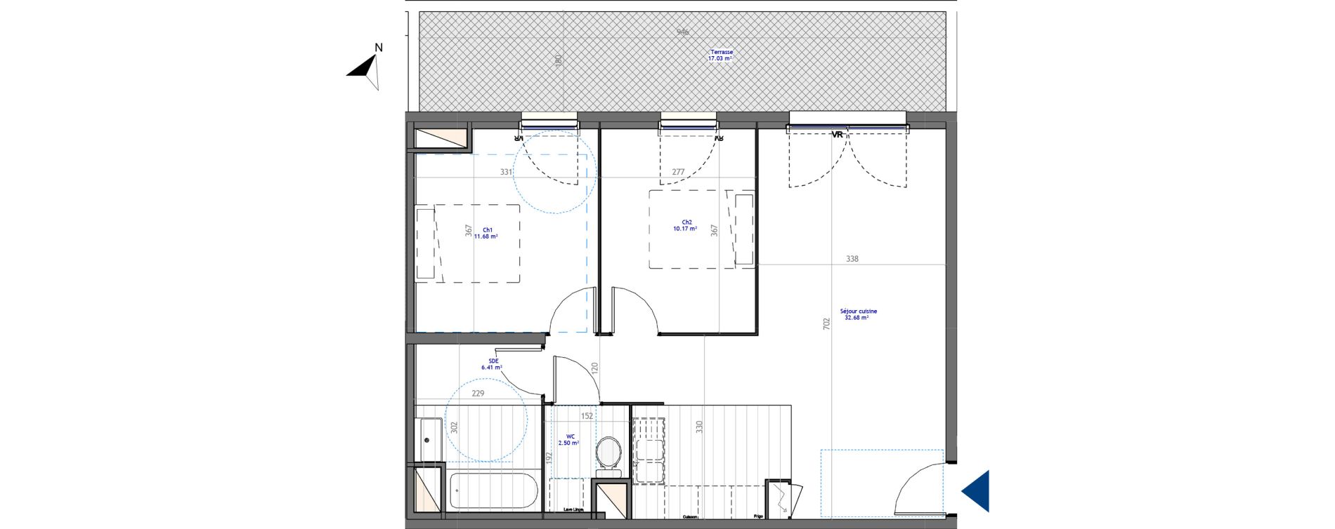 Appartement T3 de 63,44 m2 &agrave; Montpellier La restanque