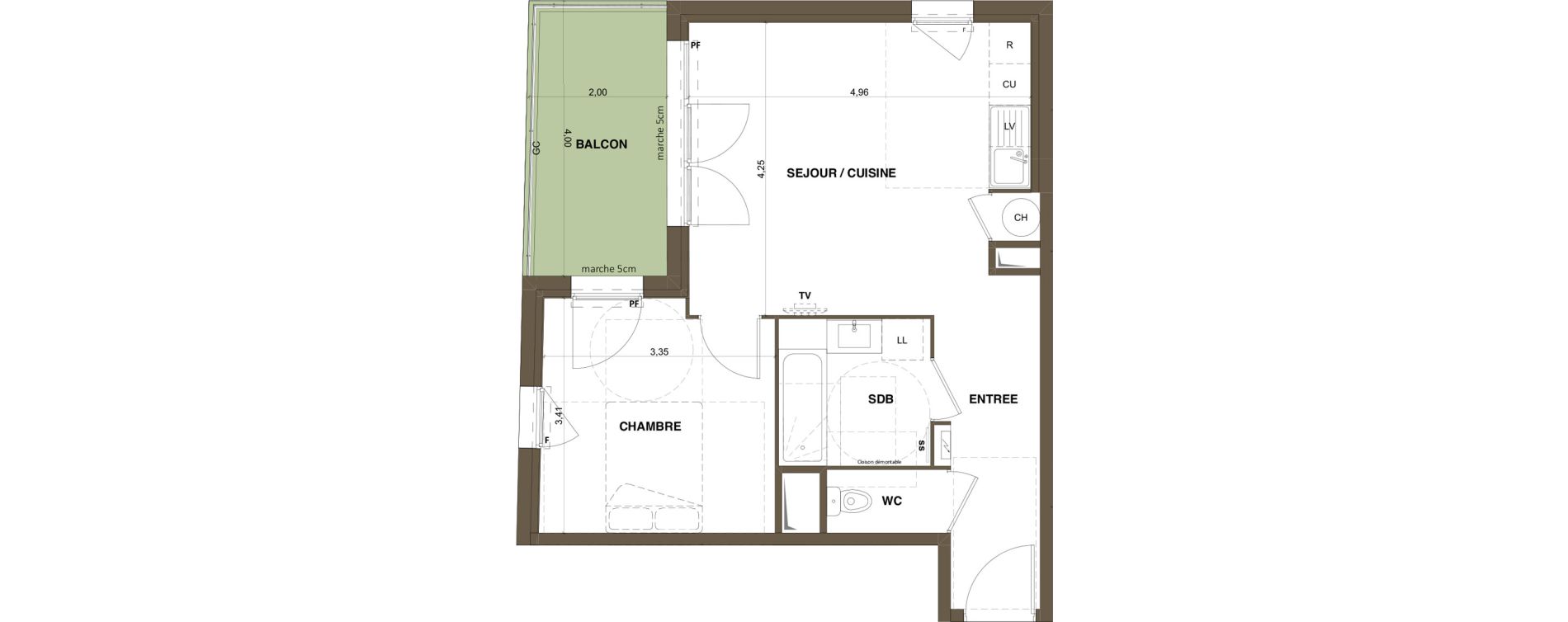 Appartement T2 de 44,25 m2 &agrave; Montpellier Alco