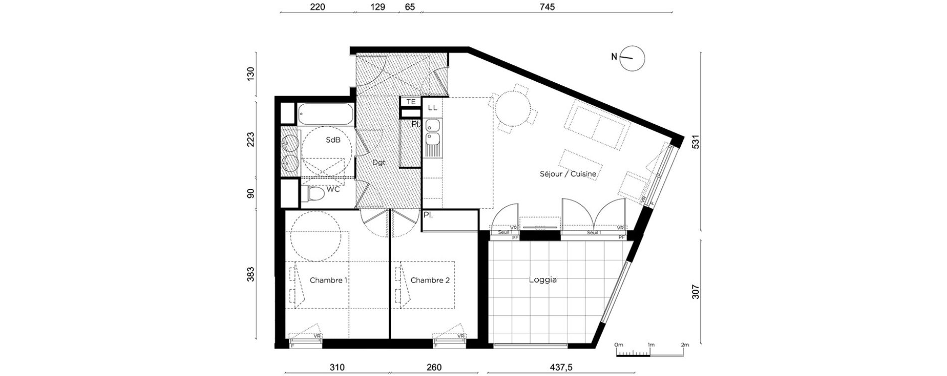Appartement T3 de 65,50 m2 &agrave; Montpellier Montpellier gambetta