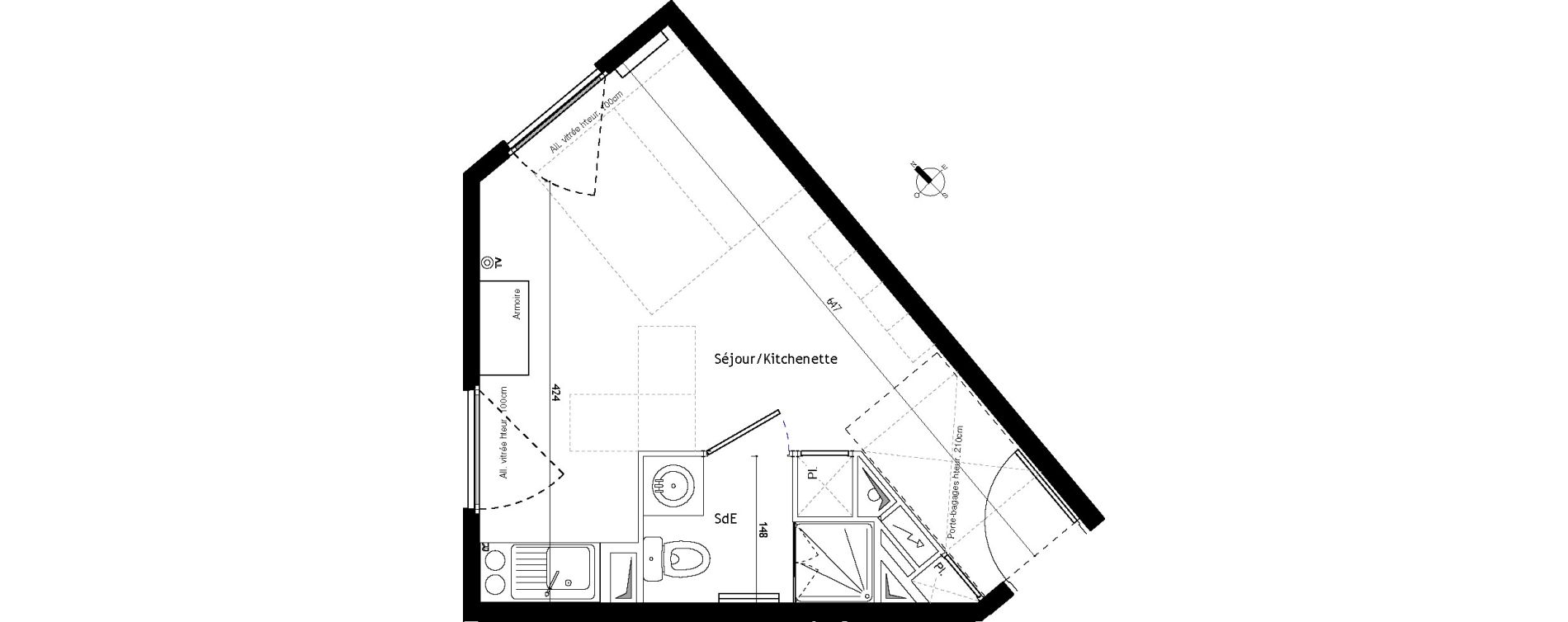 Appartement T1 de 21,60 m2 &agrave; Montpellier Saint-&eacute;loi
