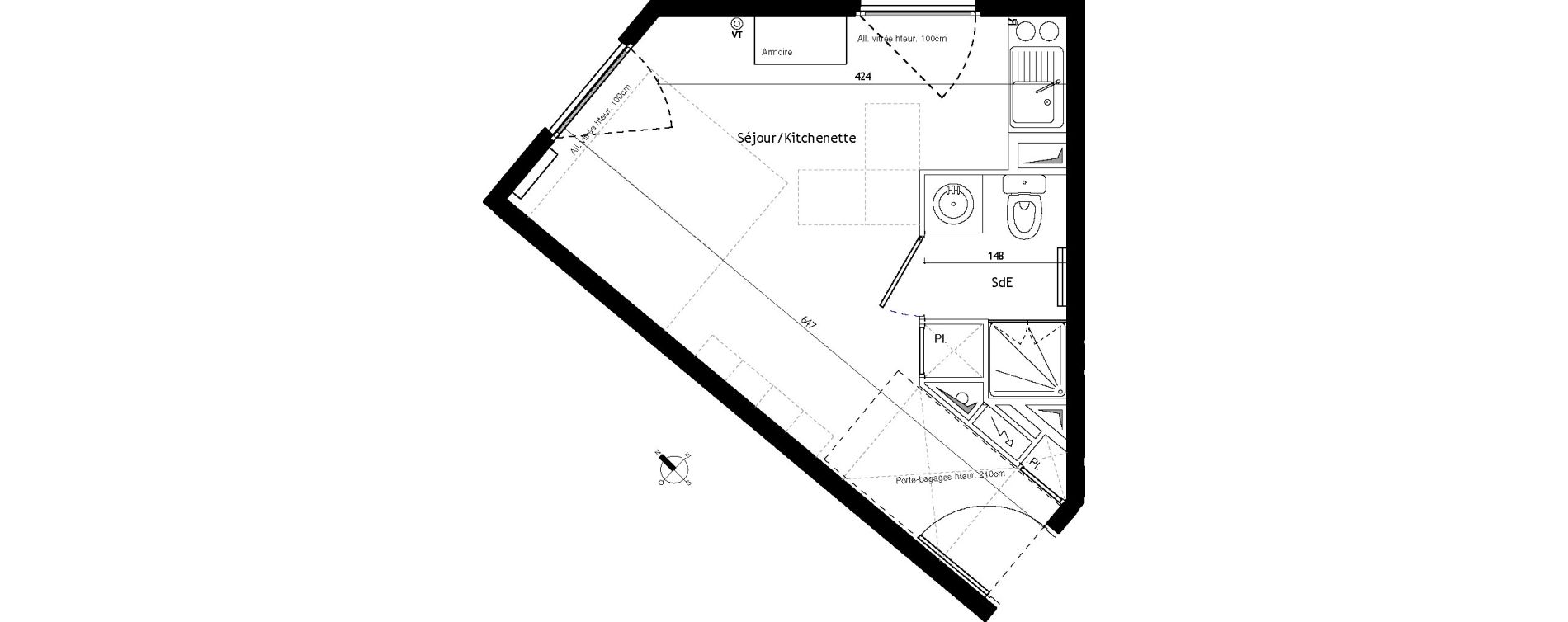 Appartement T1 de 21,60 m2 &agrave; Montpellier Saint-&eacute;loi