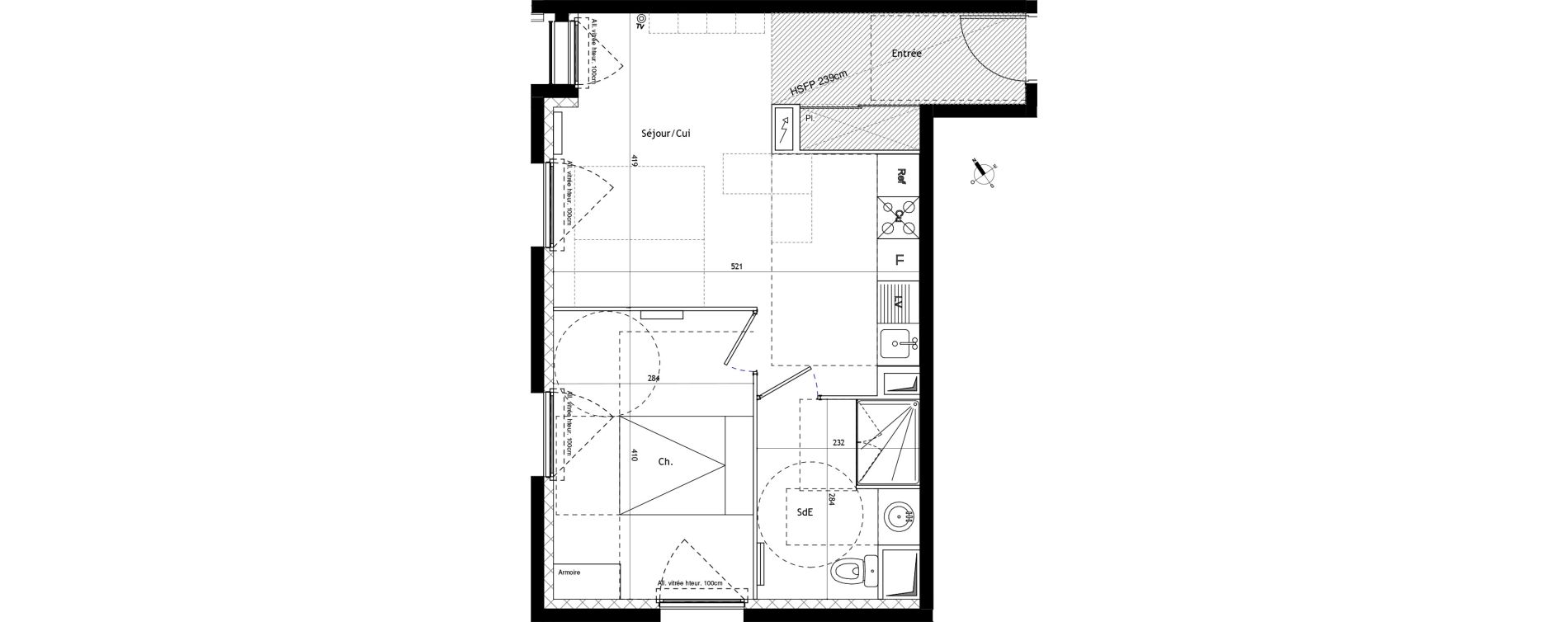Appartement T2 de 43,30 m2 &agrave; Montpellier Saint-&eacute;loi