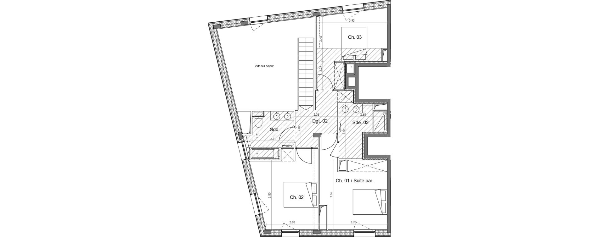 Duplex T4 de 112,84 m2 &agrave; Montpellier La rauze