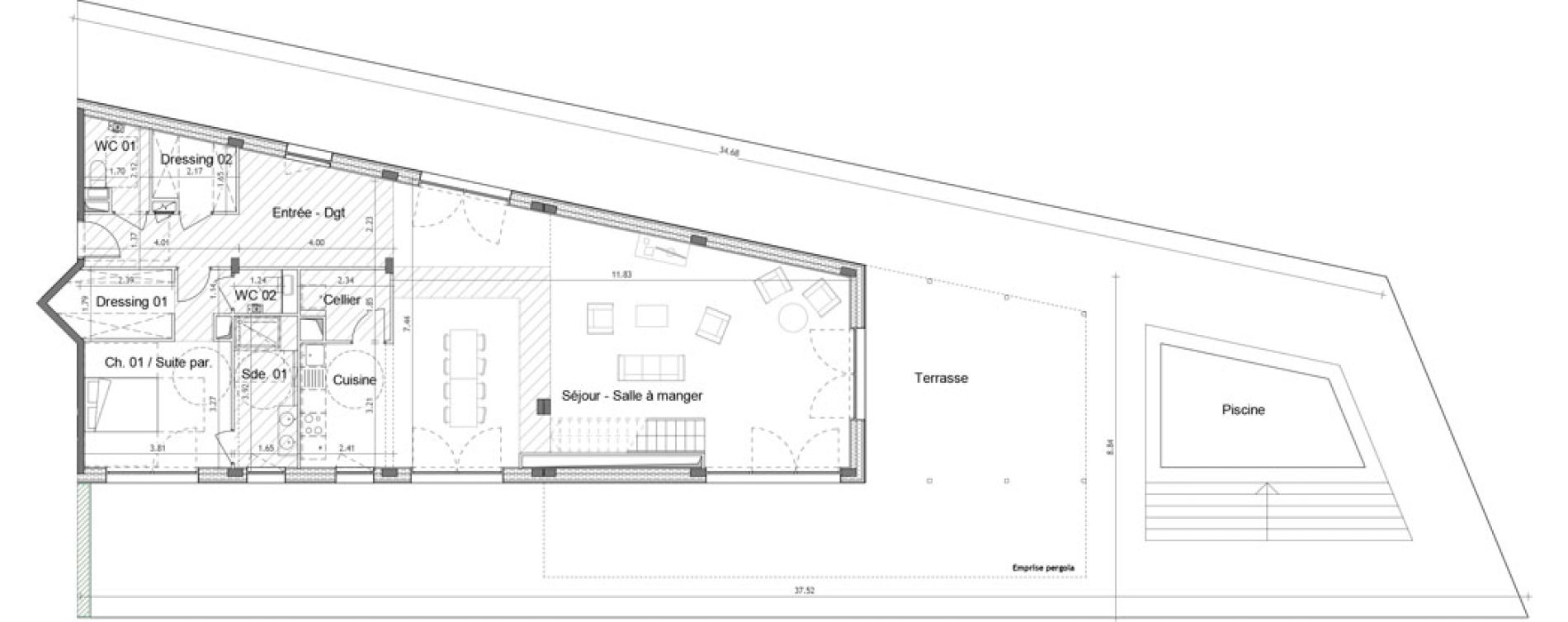 Duplex T6 de 241,91 m2 &agrave; Montpellier La rauze