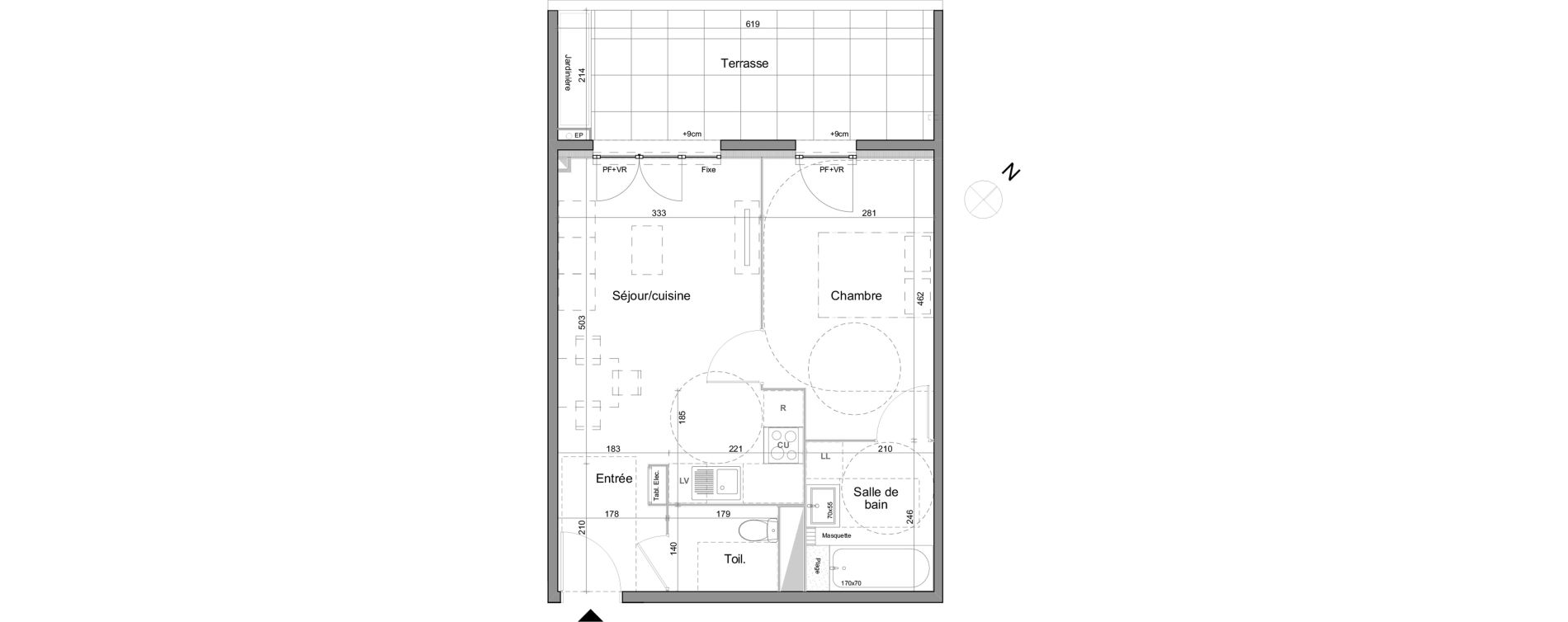 Appartement T2 de 42,60 m2 &agrave; Montpellier Bagatelle