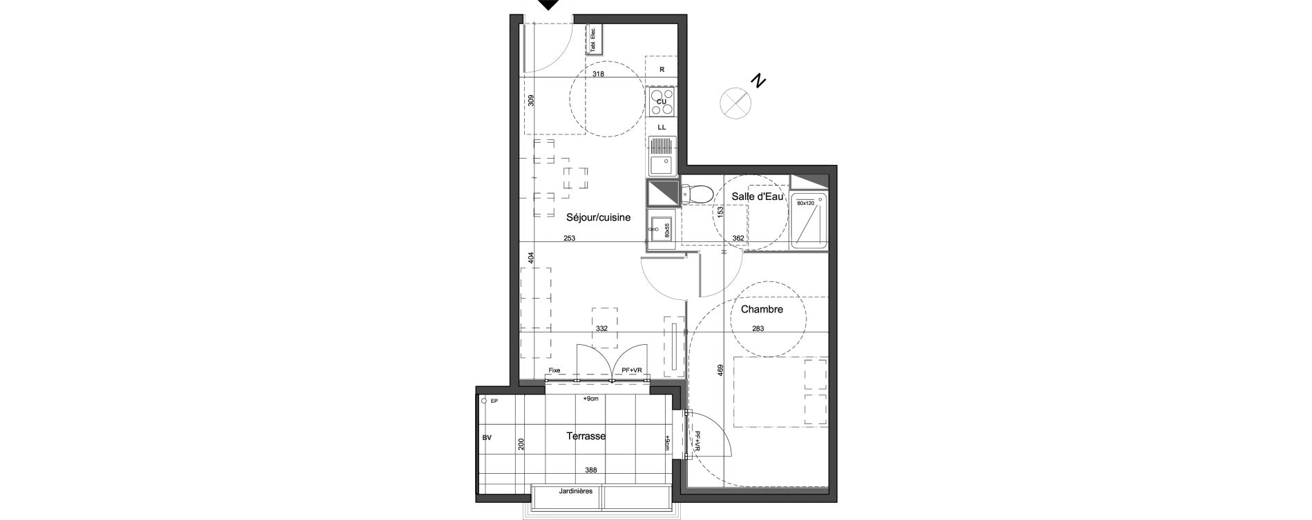 Appartement T2 de 39,90 m2 &agrave; Montpellier Bagatelle