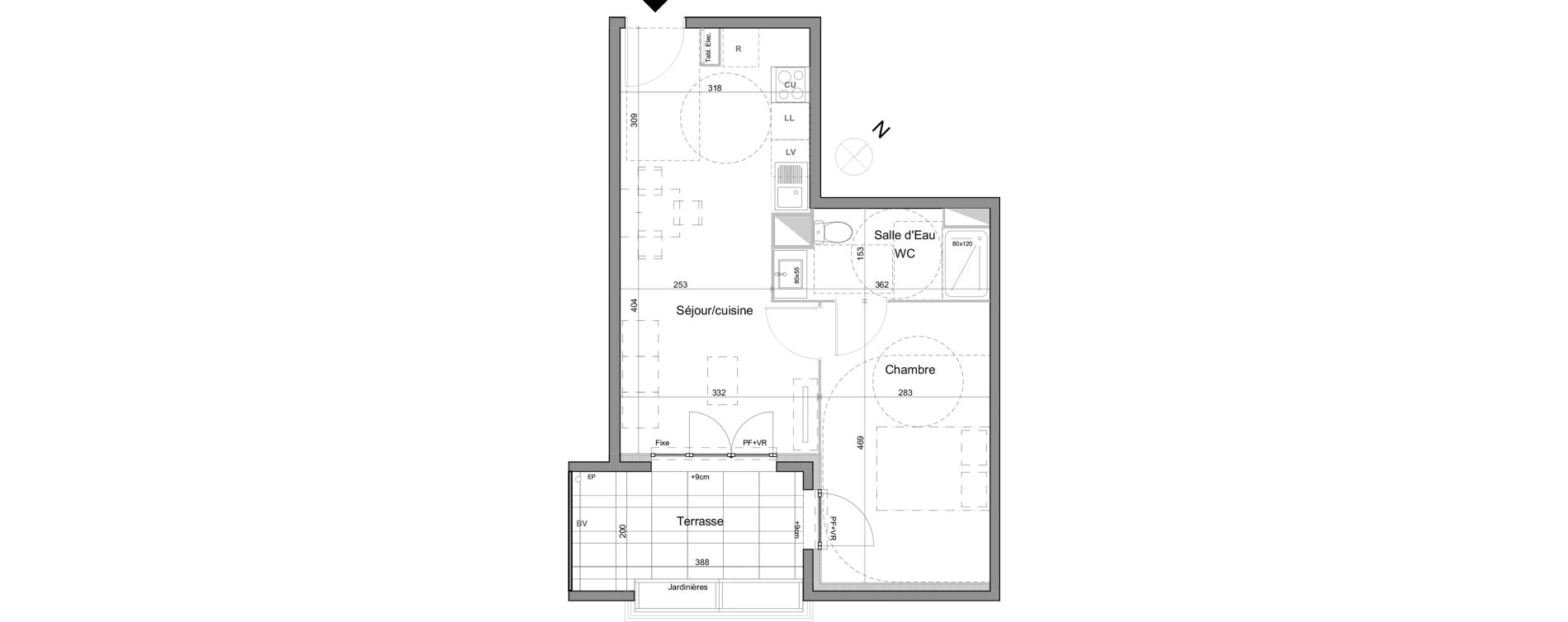 Appartement T2 de 39,90 m2 &agrave; Montpellier Bagatelle