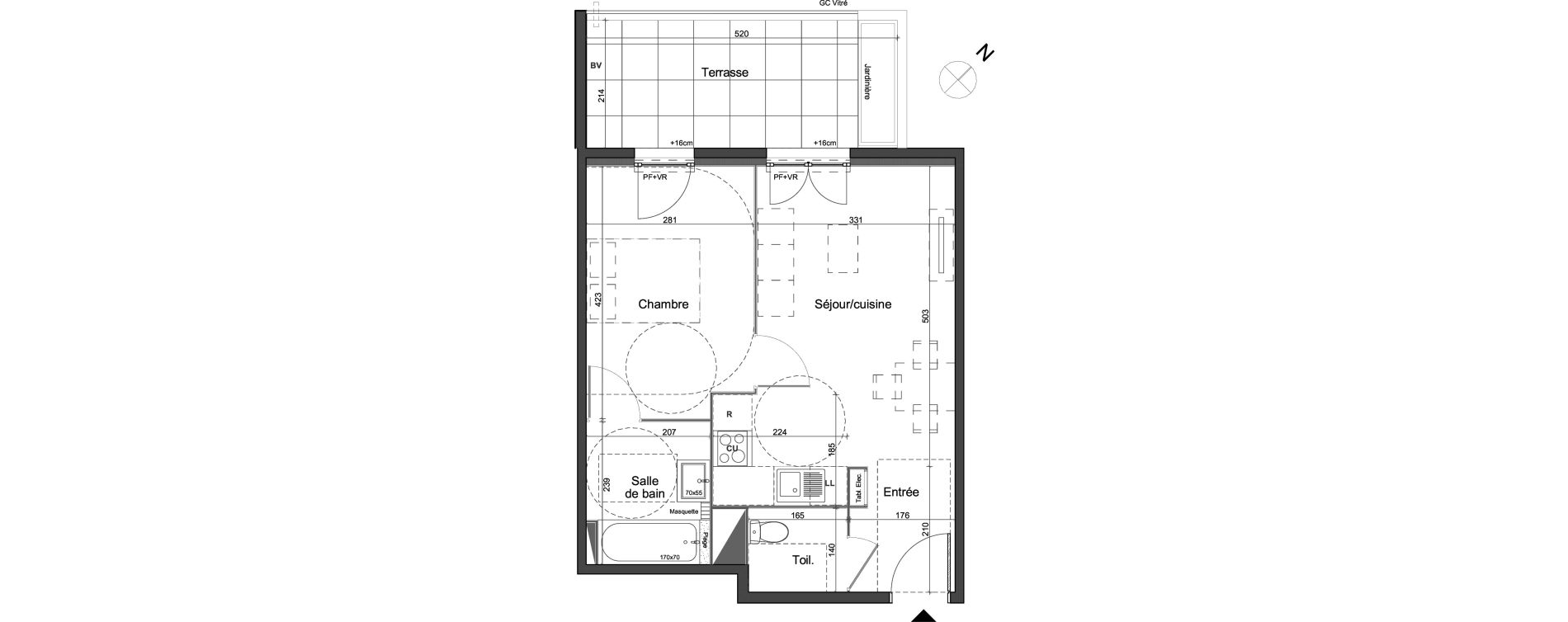 Appartement T2 de 41,10 m2 &agrave; Montpellier Bagatelle