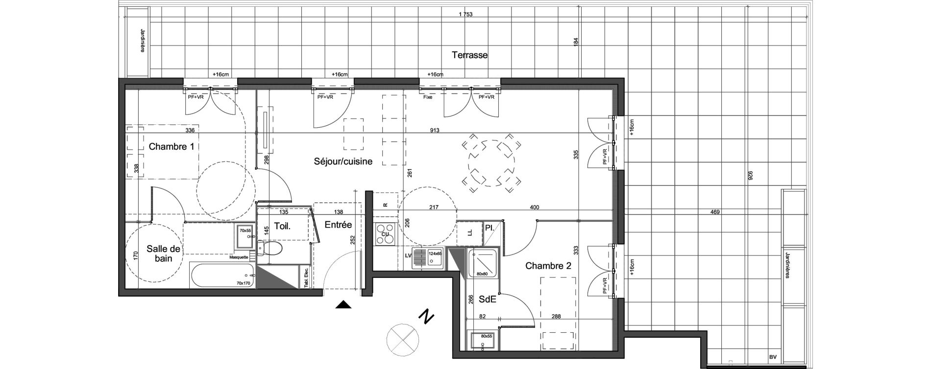 Appartement T3 de 66,60 m2 &agrave; Montpellier Bagatelle