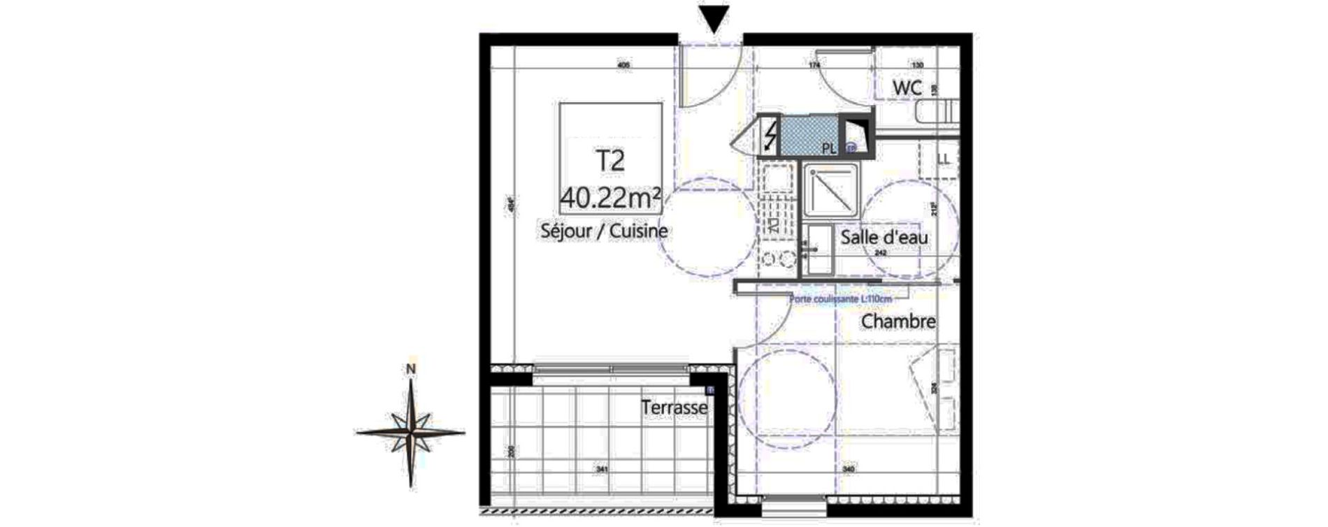 Appartement T2 de 40,22 m2 &agrave; Montpellier Ovalie