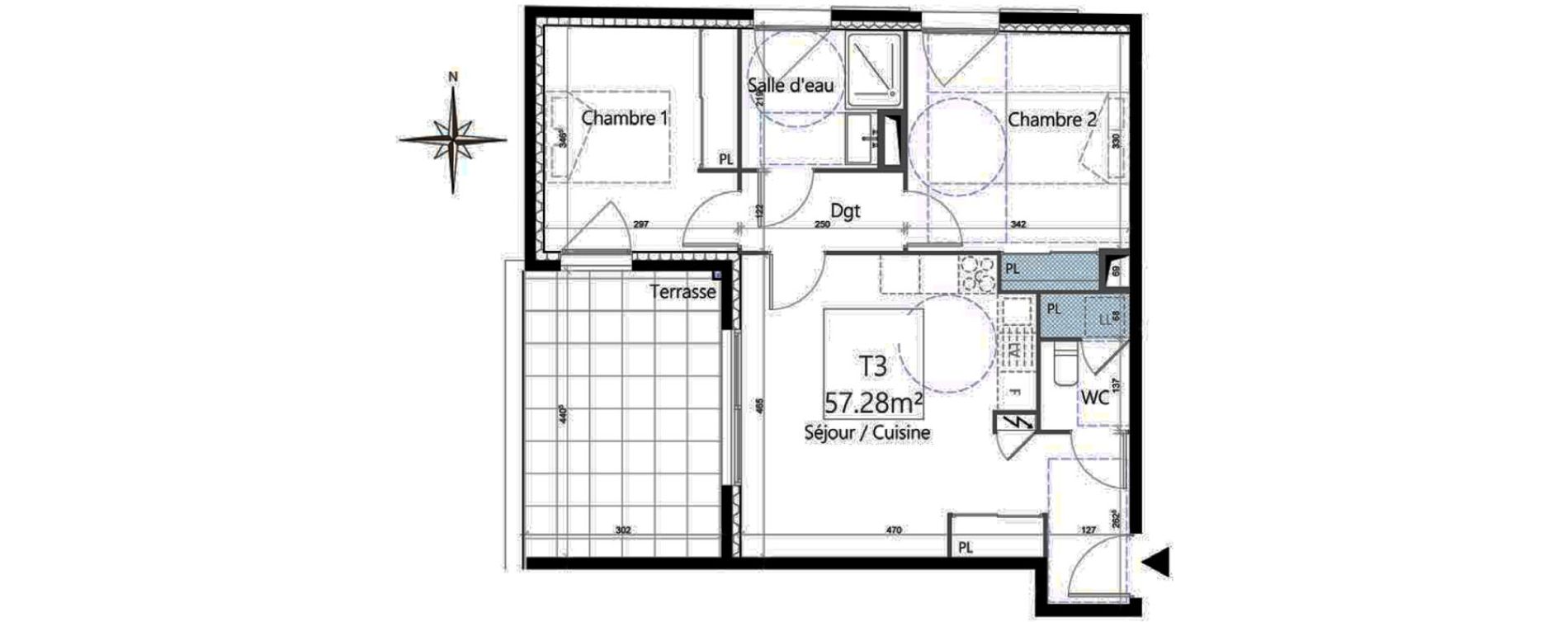 Appartement T3 de 57,28 m2 &agrave; Montpellier Ovalie