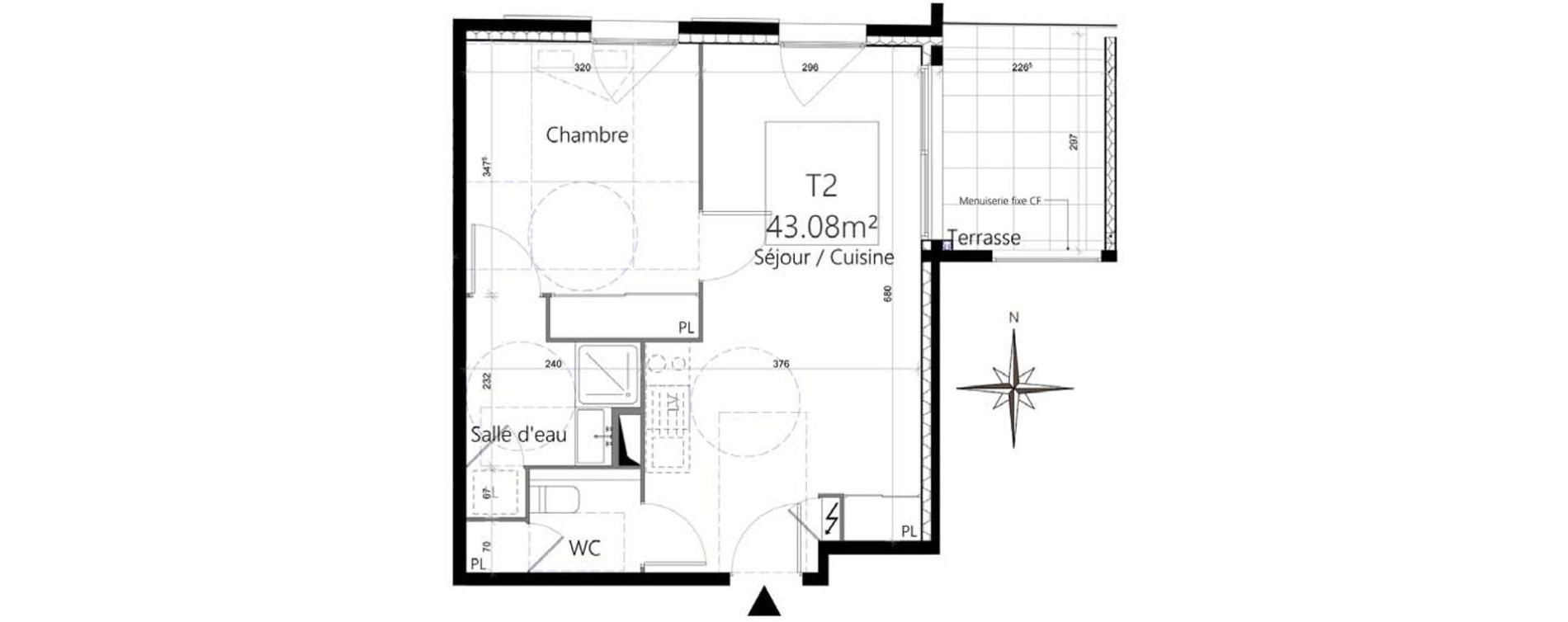 Appartement T2 de 43,08 m2 &agrave; Montpellier Ovalie
