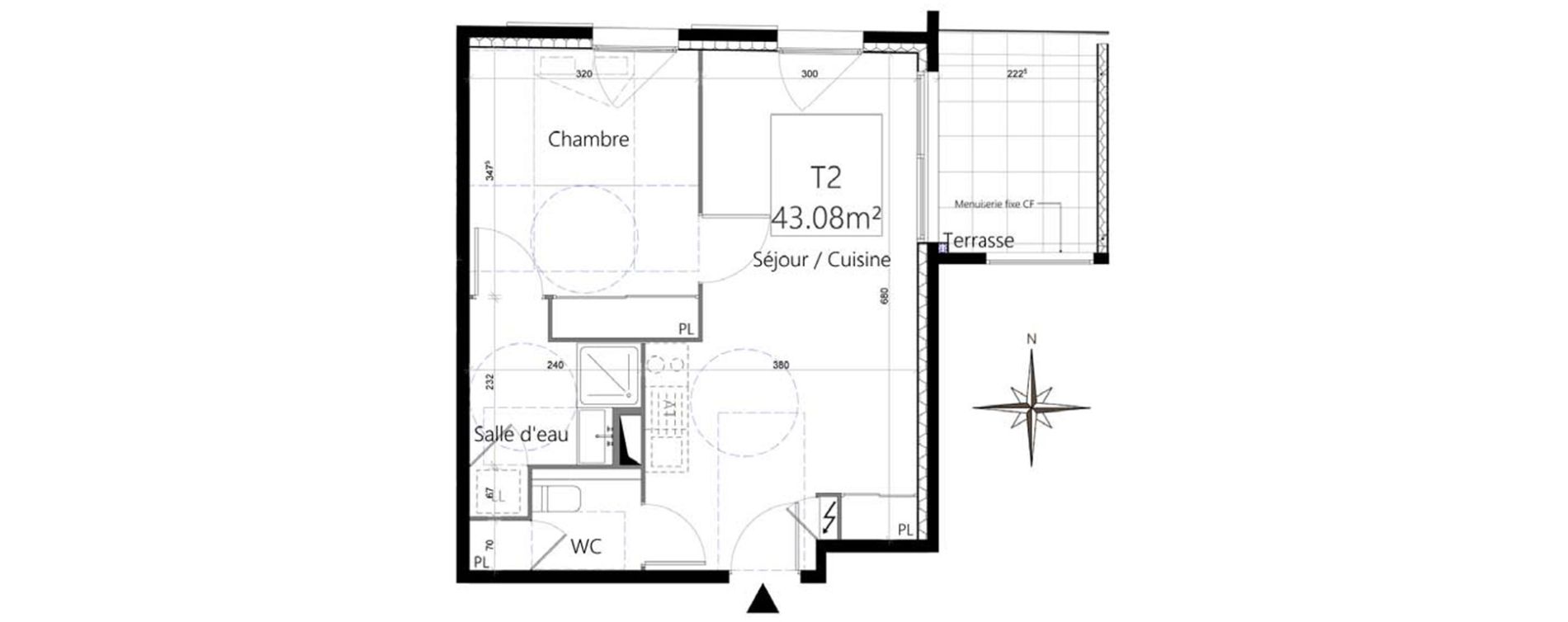 Appartement T2 de 43,08 m2 &agrave; Montpellier Ovalie