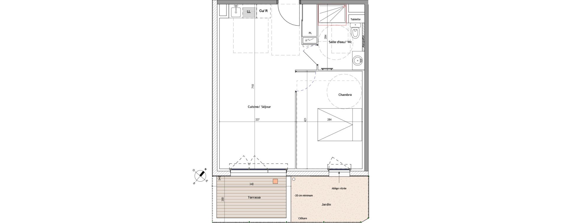 Appartement T2 de 42,70 m2 &agrave; Montpellier Les grezes