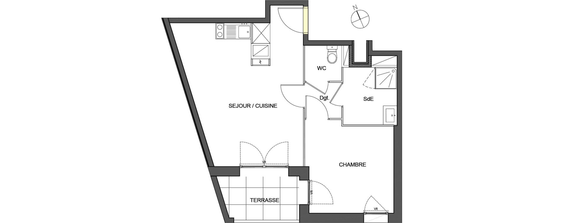Appartement T2 de 40,49 m2 &agrave; Montpellier Aiguelongue