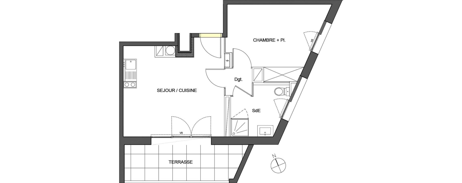Appartement T2 de 37,42 m2 &agrave; Montpellier Aiguelongue
