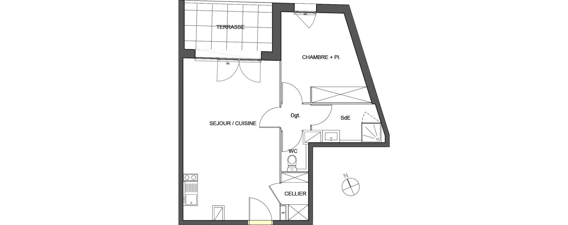 Appartement T2 de 46,66 m2 &agrave; Montpellier Aiguelongue