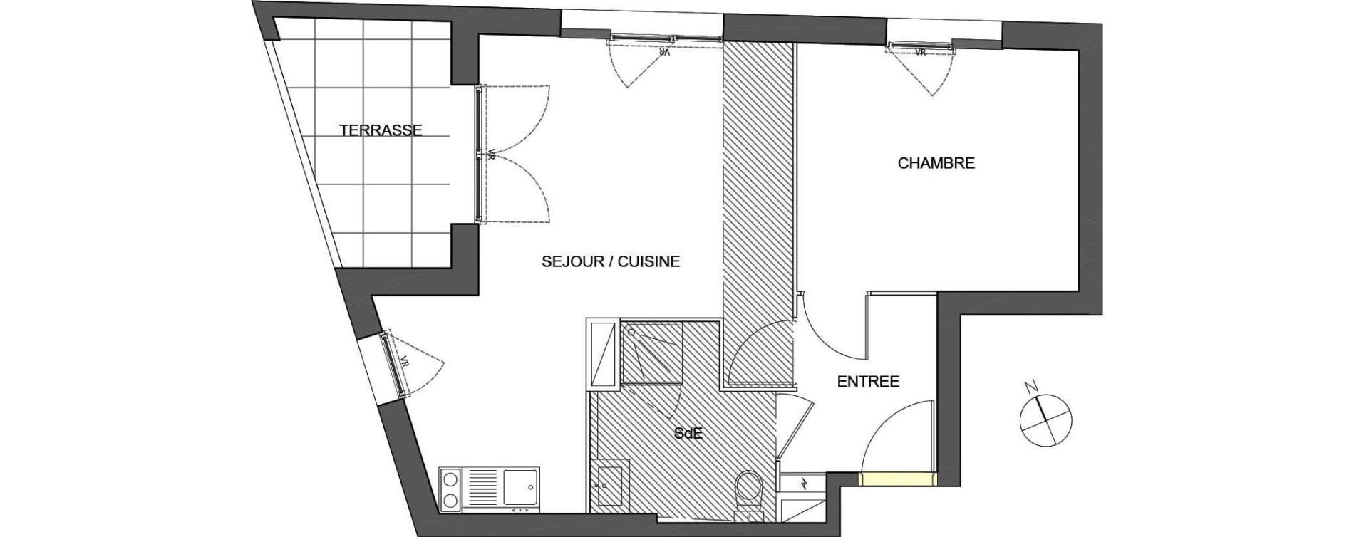 Appartement T2 de 42,81 m2 &agrave; Montpellier Aiguelongue