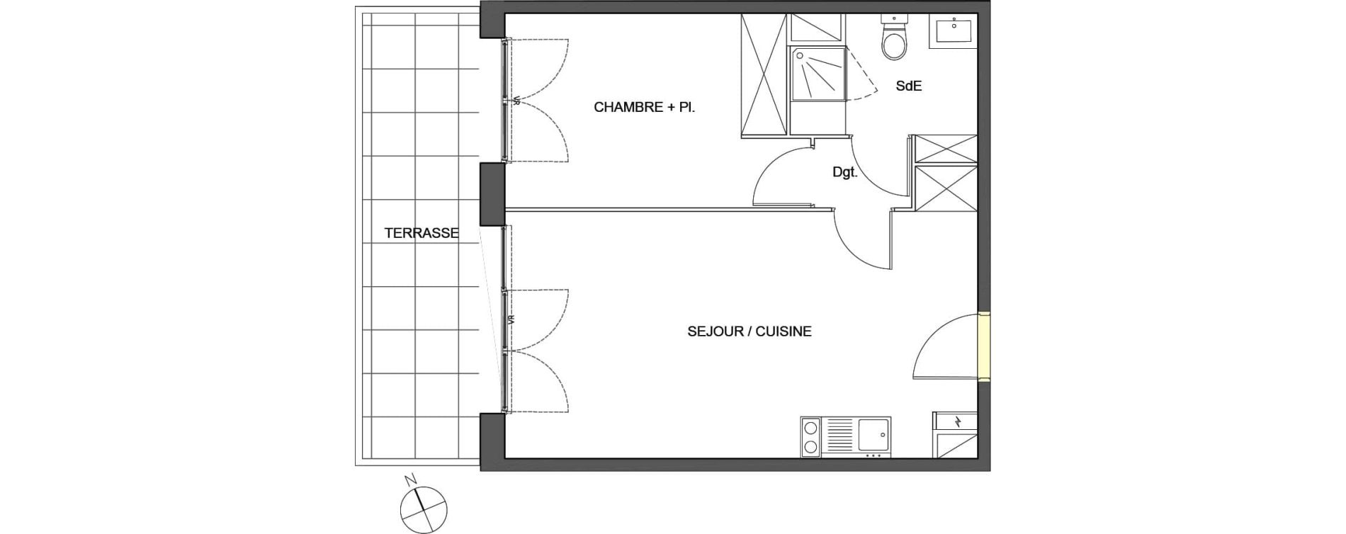 Appartement T2 de 42,27 m2 &agrave; Montpellier Aiguelongue