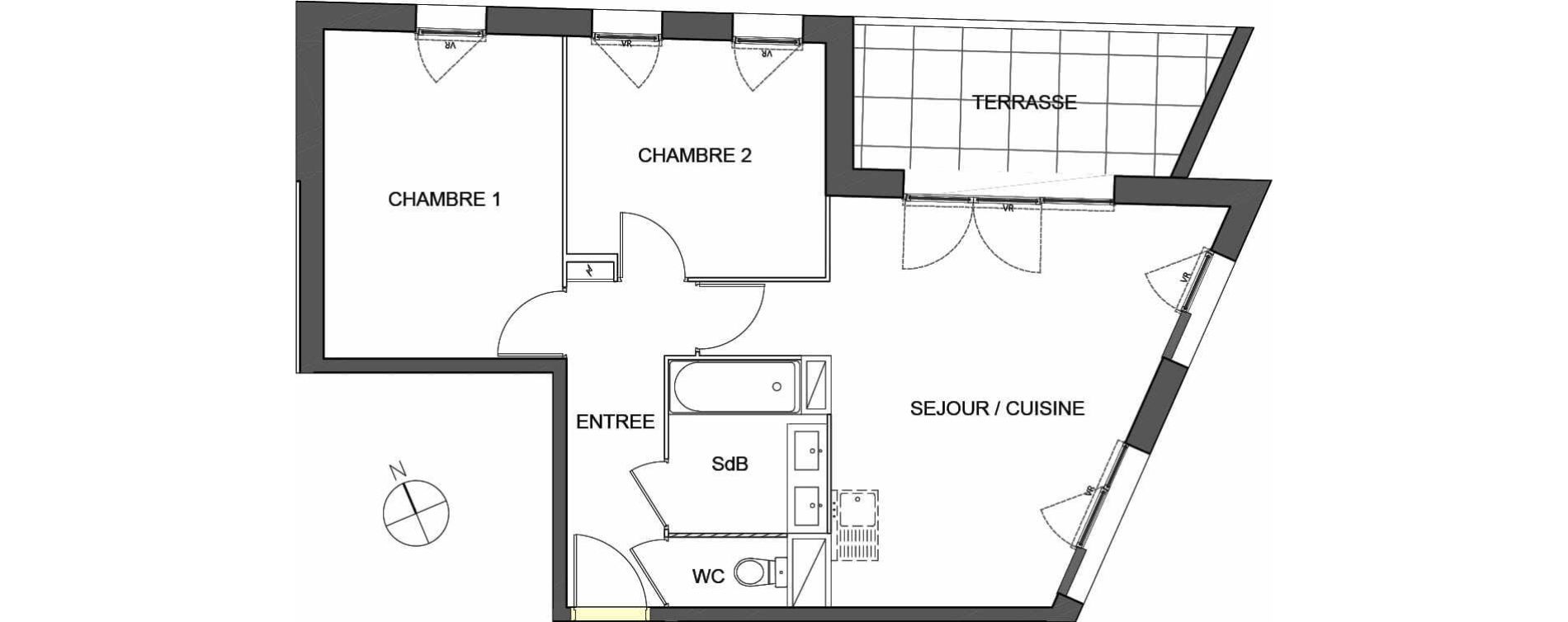 Appartement T3 de 56,27 m2 &agrave; Montpellier Aiguelongue