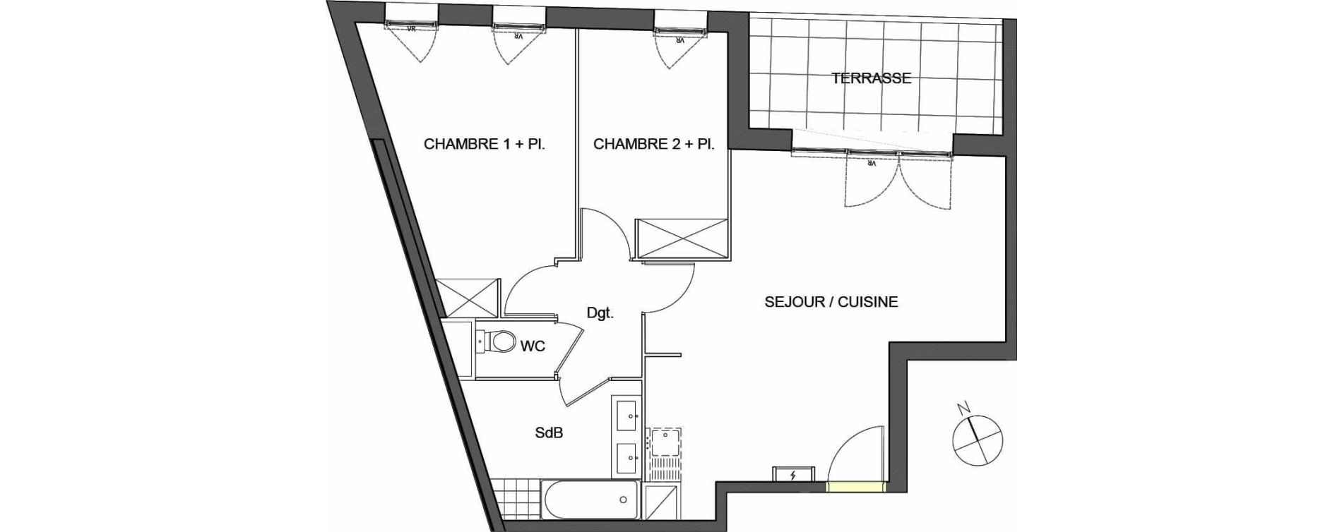 Appartement T3 de 60,32 m2 &agrave; Montpellier Aiguelongue