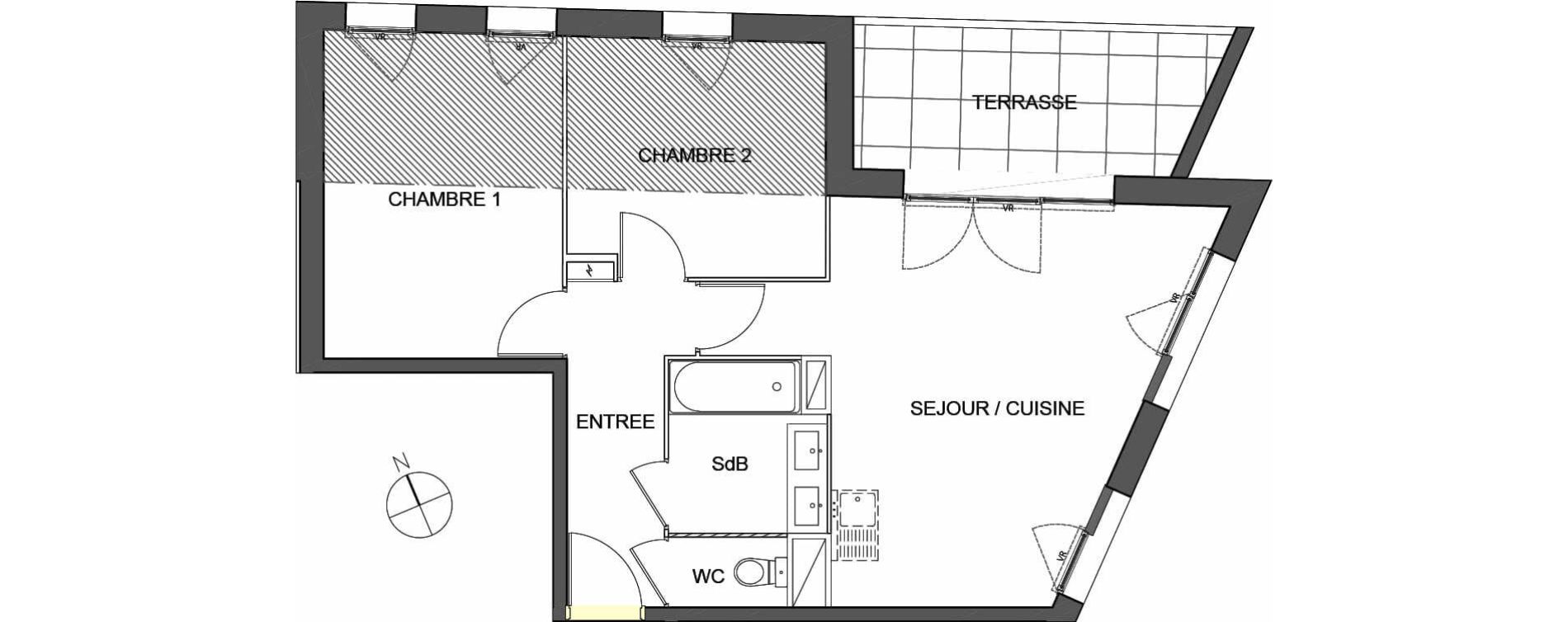 Appartement T3 de 56,27 m2 &agrave; Montpellier Aiguelongue