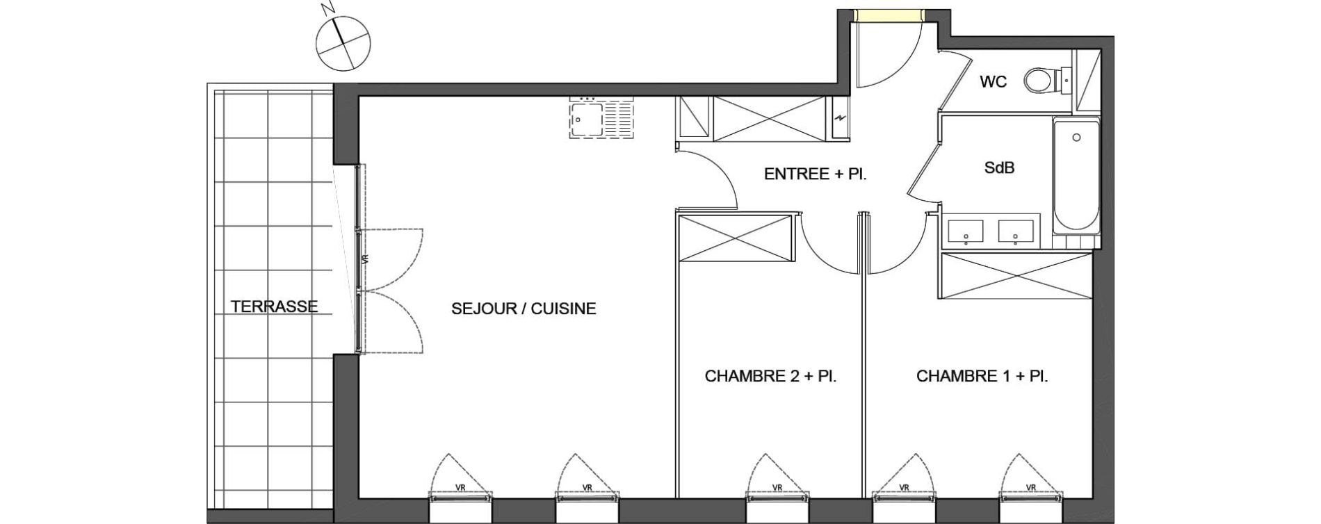 Appartement T3 de 60,99 m2 &agrave; Montpellier Aiguelongue