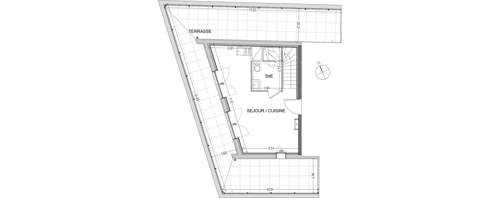 Duplex T3 de 59,42 m2 &agrave; Montpellier Aiguelongue