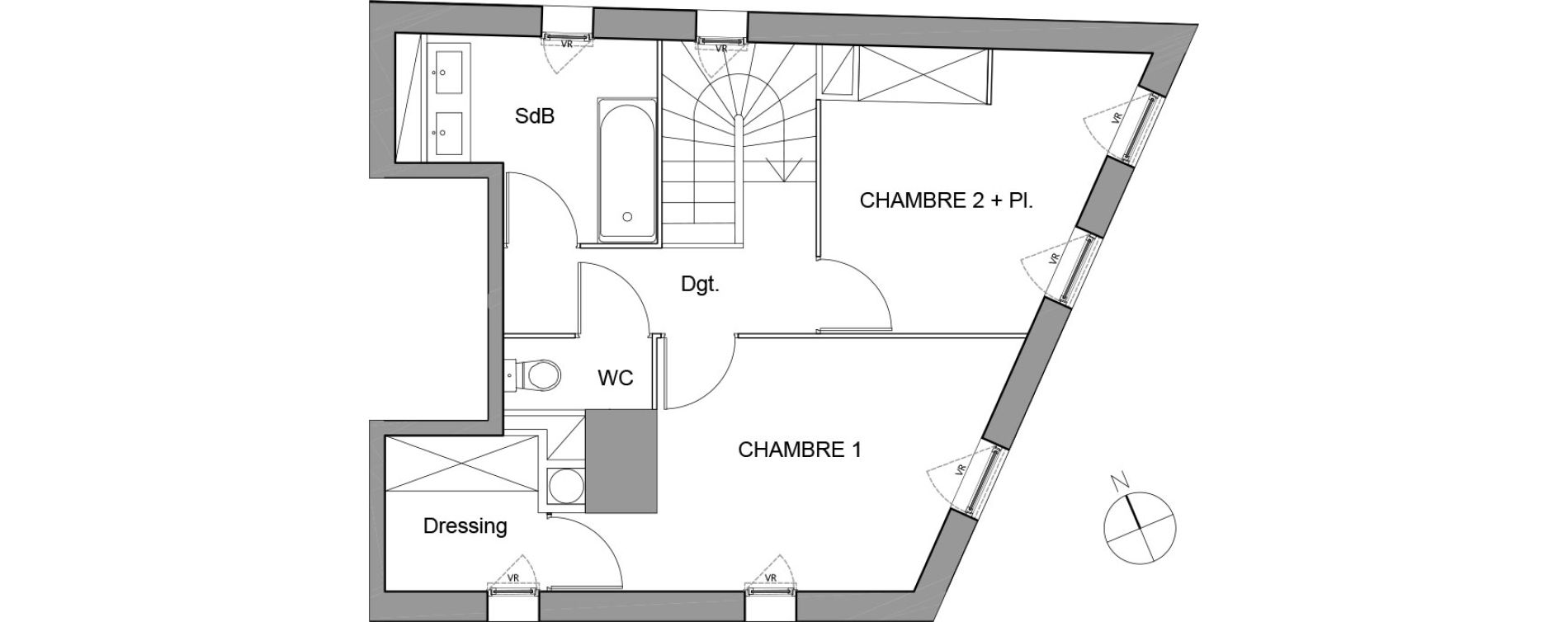 Duplex T3 de 68,43 m2 &agrave; Montpellier Aiguelongue