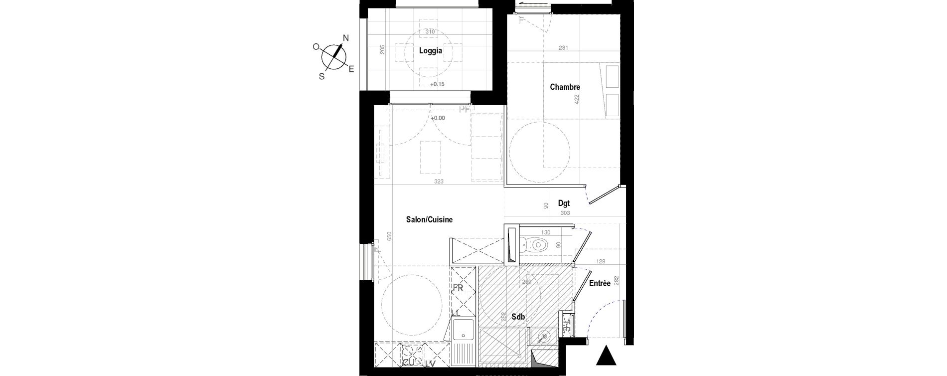 Appartement T2 de 42,19 m2 &agrave; Montpellier Montcalm