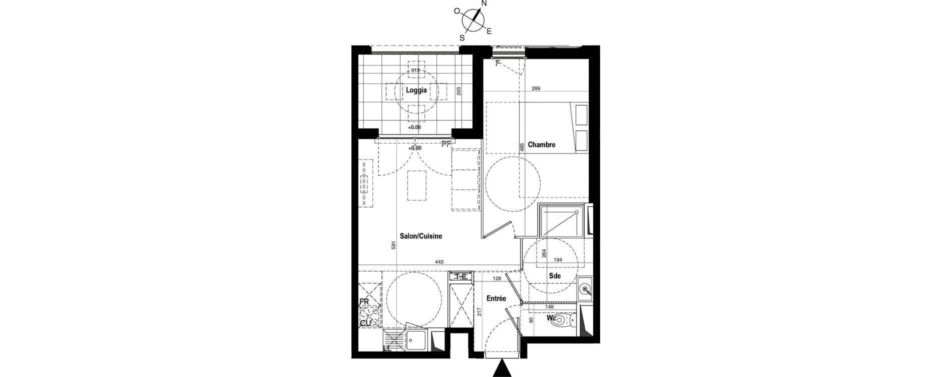 Appartement T2 de 40,28 m2 &agrave; Montpellier Montcalm