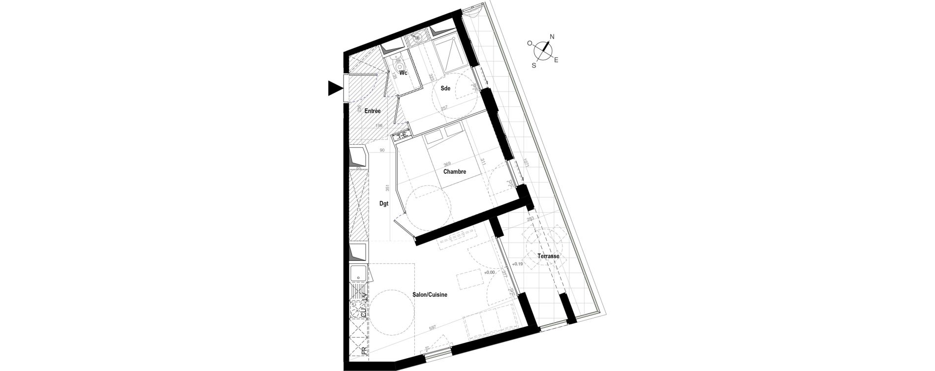 Appartement T2 de 47,44 m2 &agrave; Montpellier Montcalm