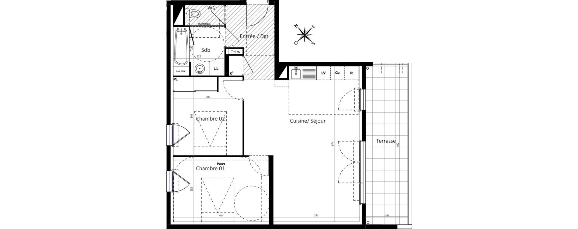 Appartement T3 de 63,10 m2 &agrave; Montpellier Montcalm