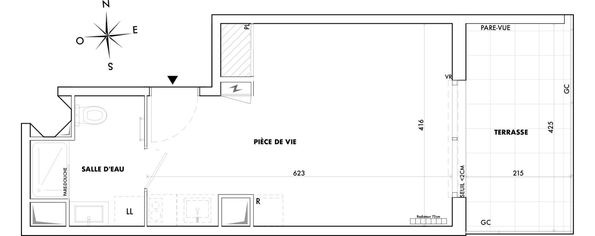 Appartement T1 de 27,90 m2 &agrave; Montpellier Montpellier centre