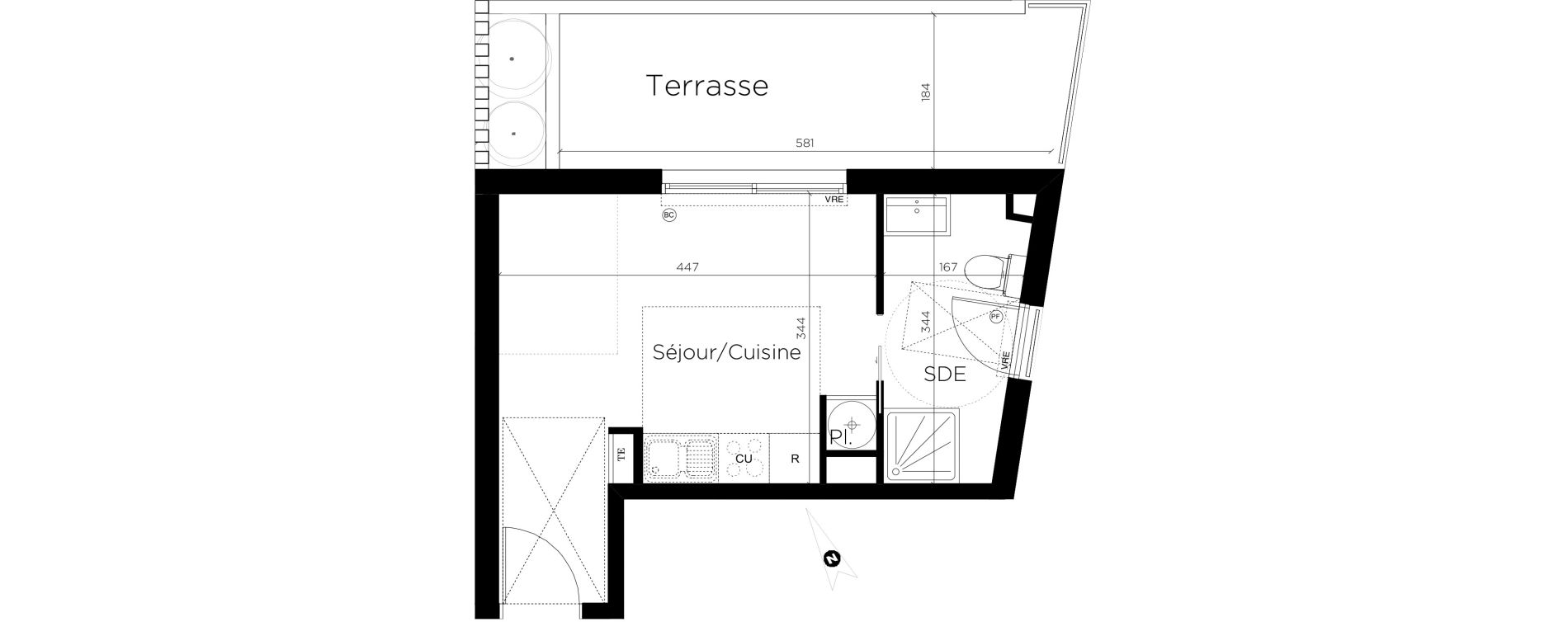 Appartement T1 de 21,80 m2 &agrave; Montpellier Malbosc