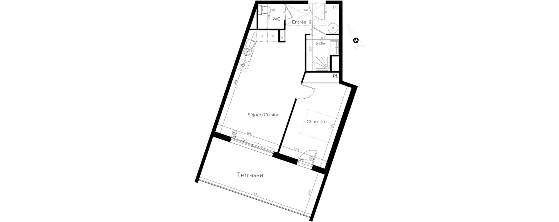Appartement T2 de 46,31 m2 &agrave; Montpellier Malbosc