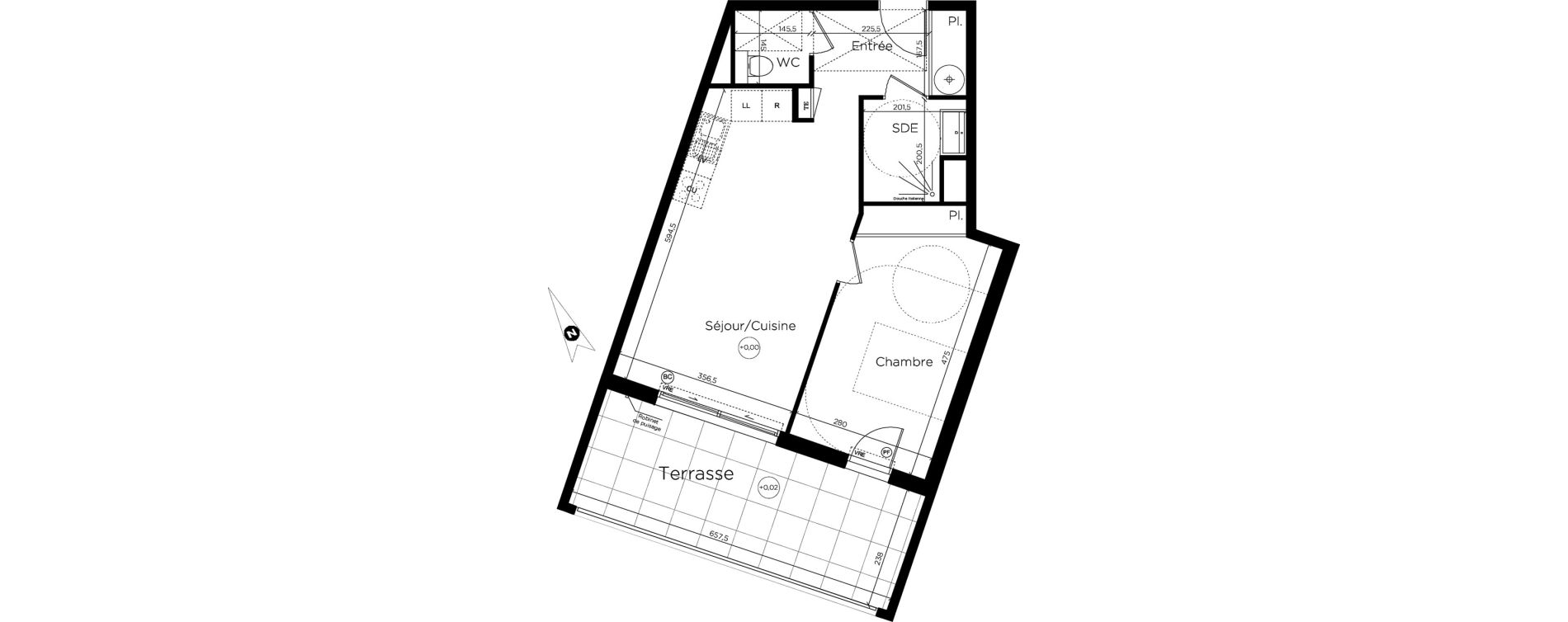 Appartement T2 de 46,24 m2 &agrave; Montpellier Malbosc