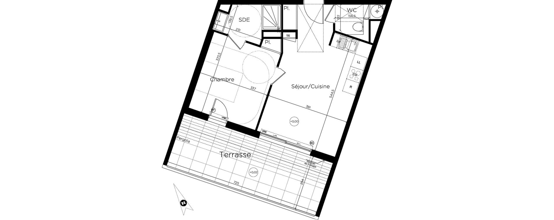 Appartement T2 de 42,45 m2 &agrave; Montpellier Malbosc