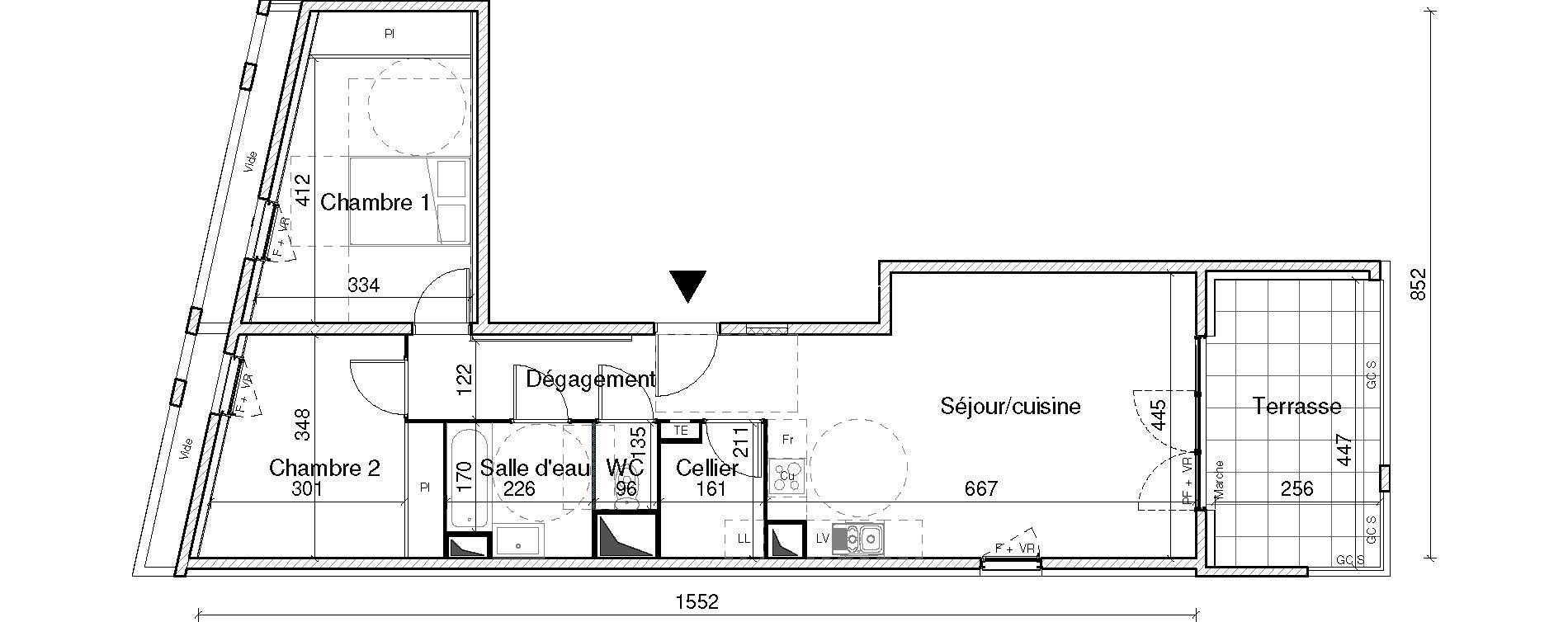 Appartement T3 de 68,70 m2 &agrave; Montpellier Croix d argent