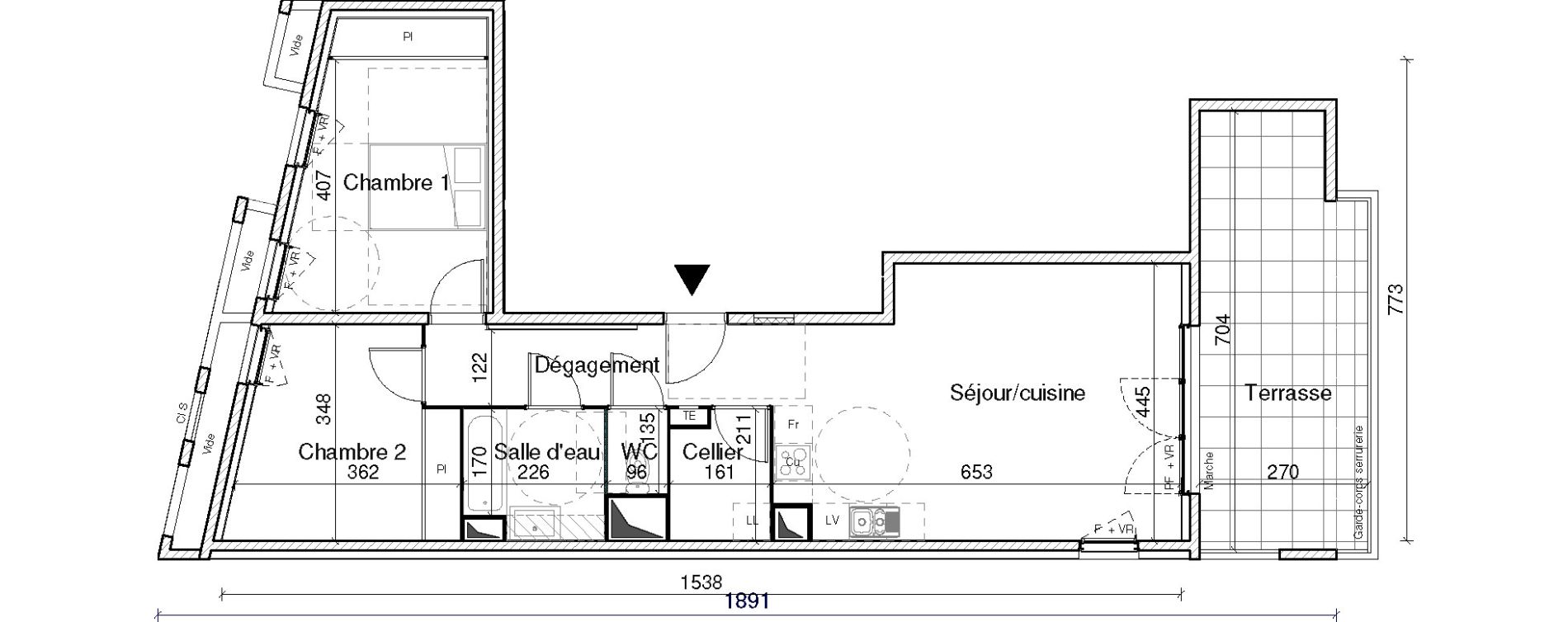 Appartement T3 de 67,76 m2 &agrave; Montpellier Croix d argent
