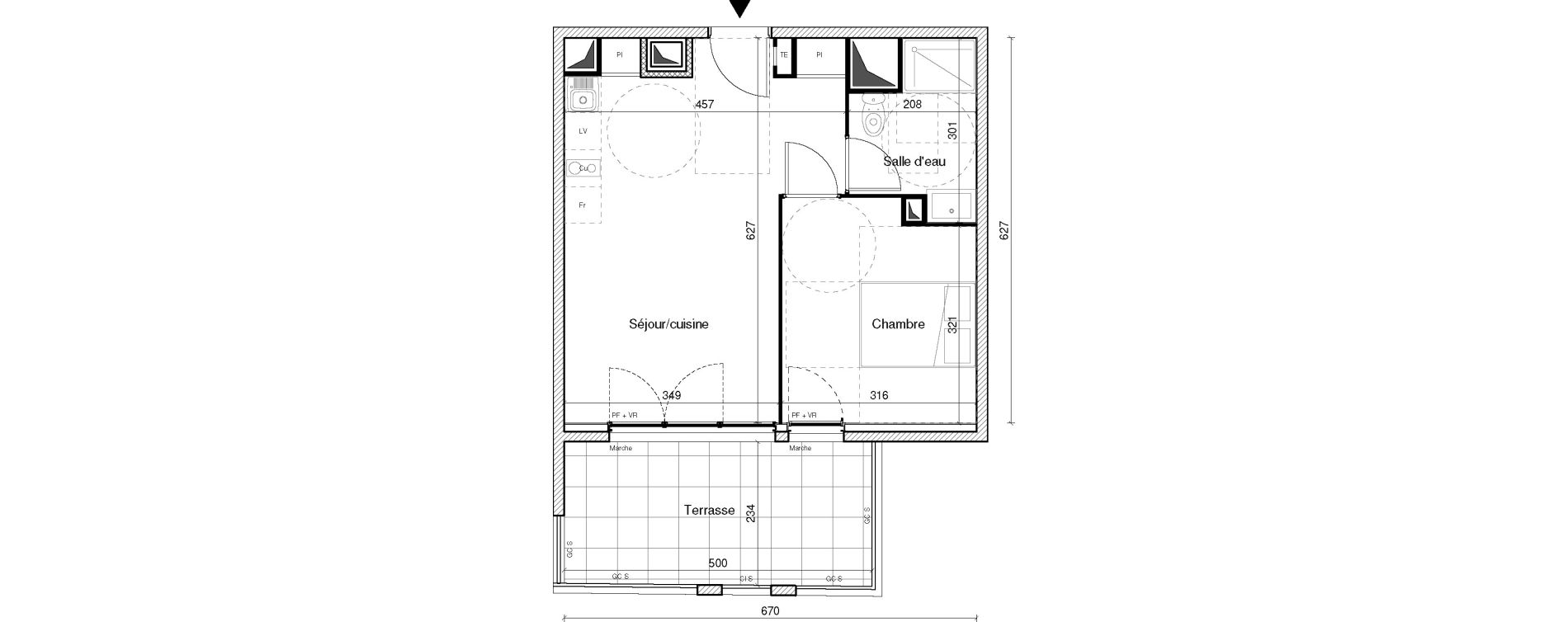 Appartement T2 de 39,93 m2 &agrave; Montpellier Croix d argent