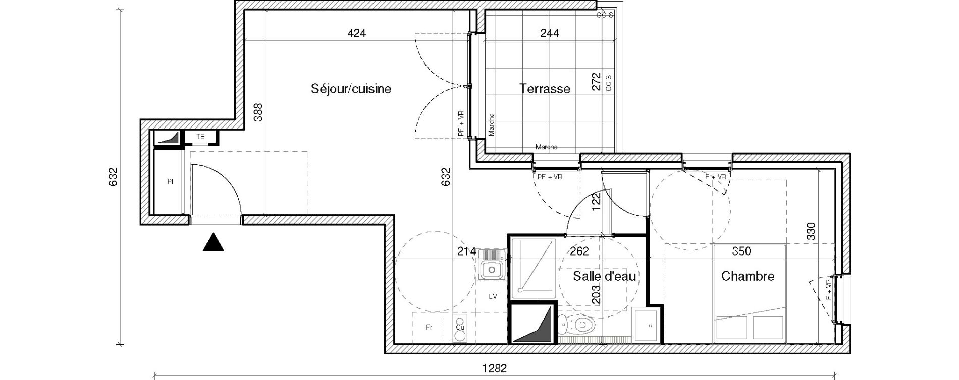 Appartement T2 de 43,82 m2 &agrave; Montpellier Croix d argent