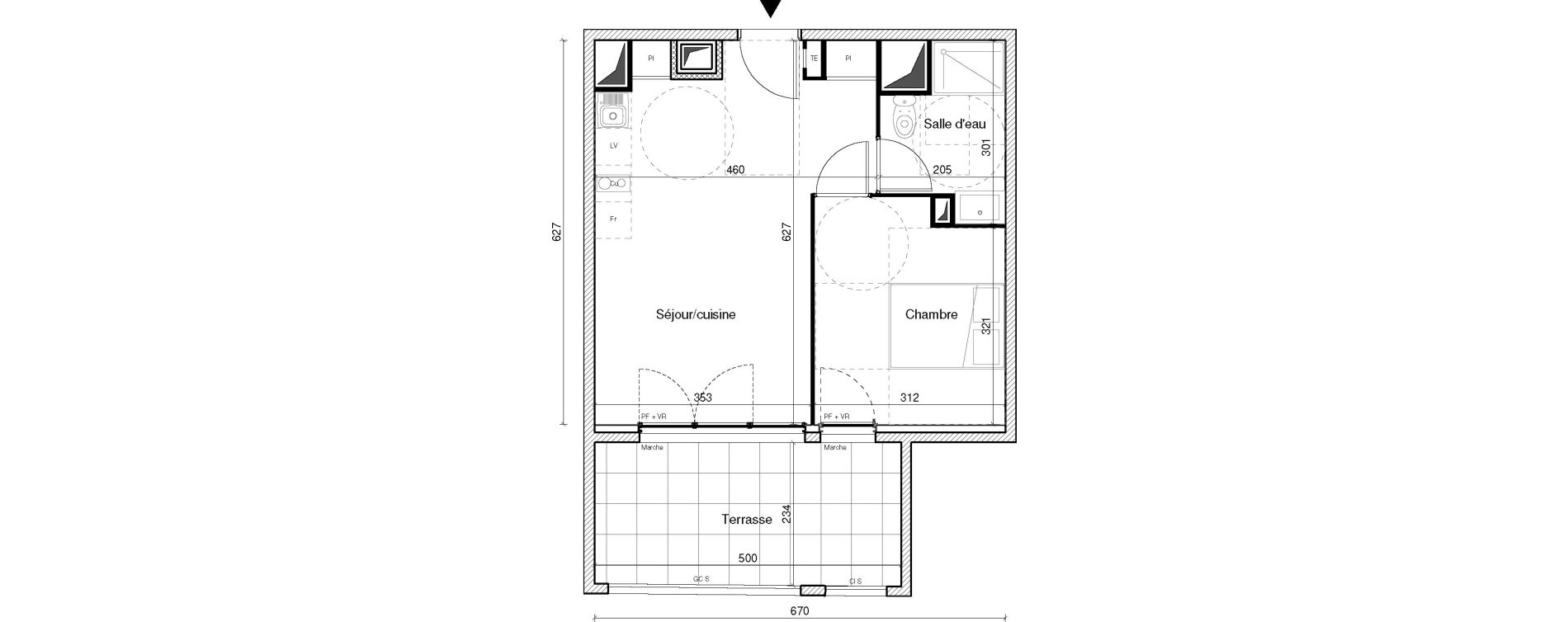 Appartement T2 de 39,81 m2 &agrave; Montpellier Croix d argent
