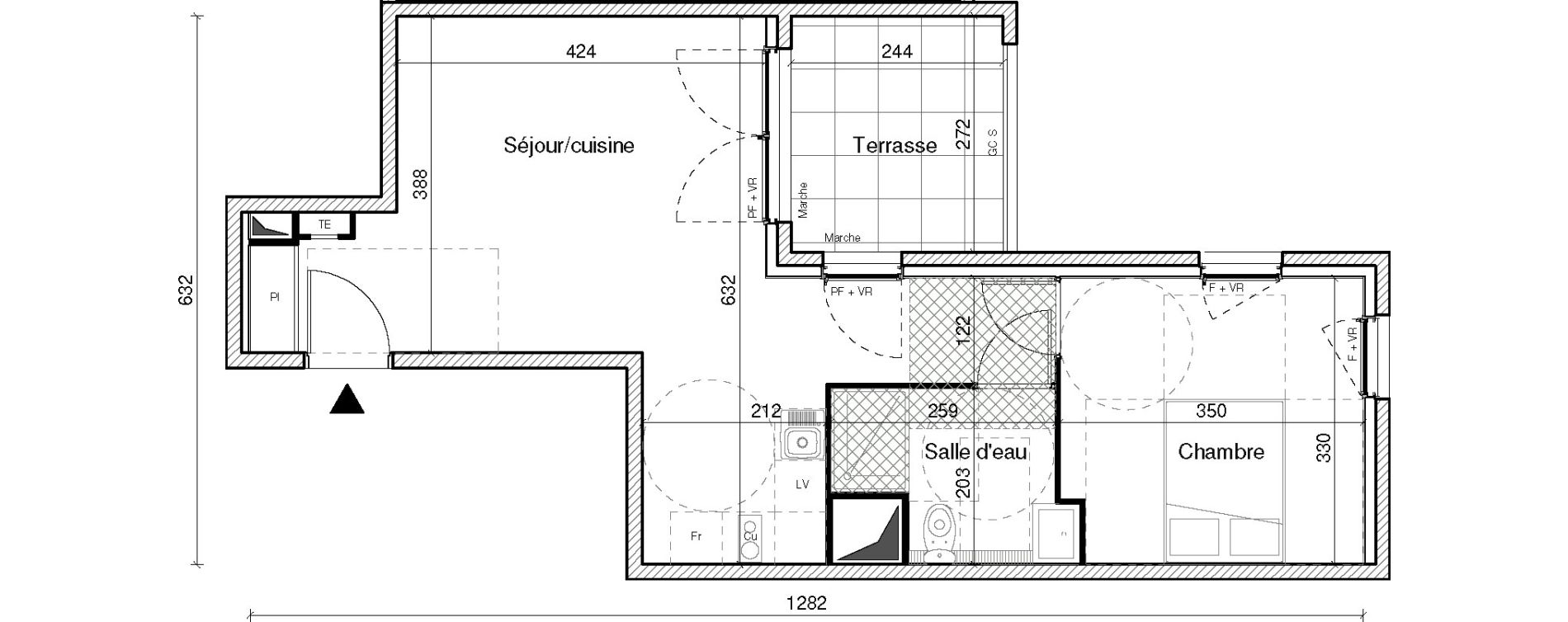 Appartement T2 de 43,82 m2 &agrave; Montpellier Croix d argent