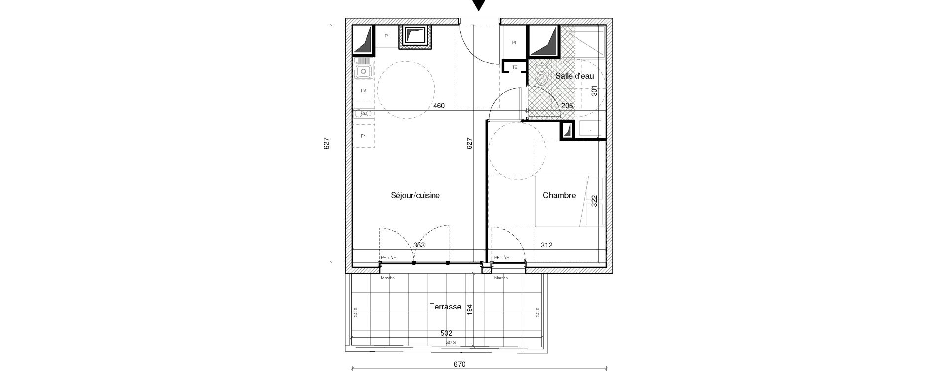 Appartement T2 de 39,81 m2 &agrave; Montpellier Croix d argent