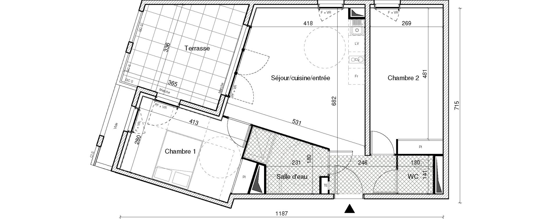 Appartement T3 de 58,74 m2 &agrave; Montpellier Croix d argent