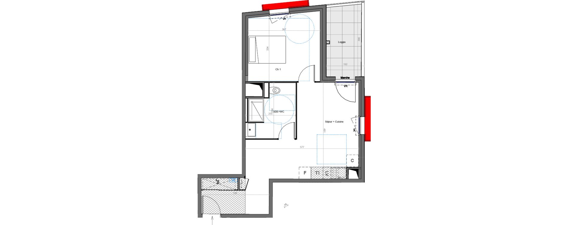 Appartement T2 de 45,50 m2 &agrave; Montpellier Les aiguerelles