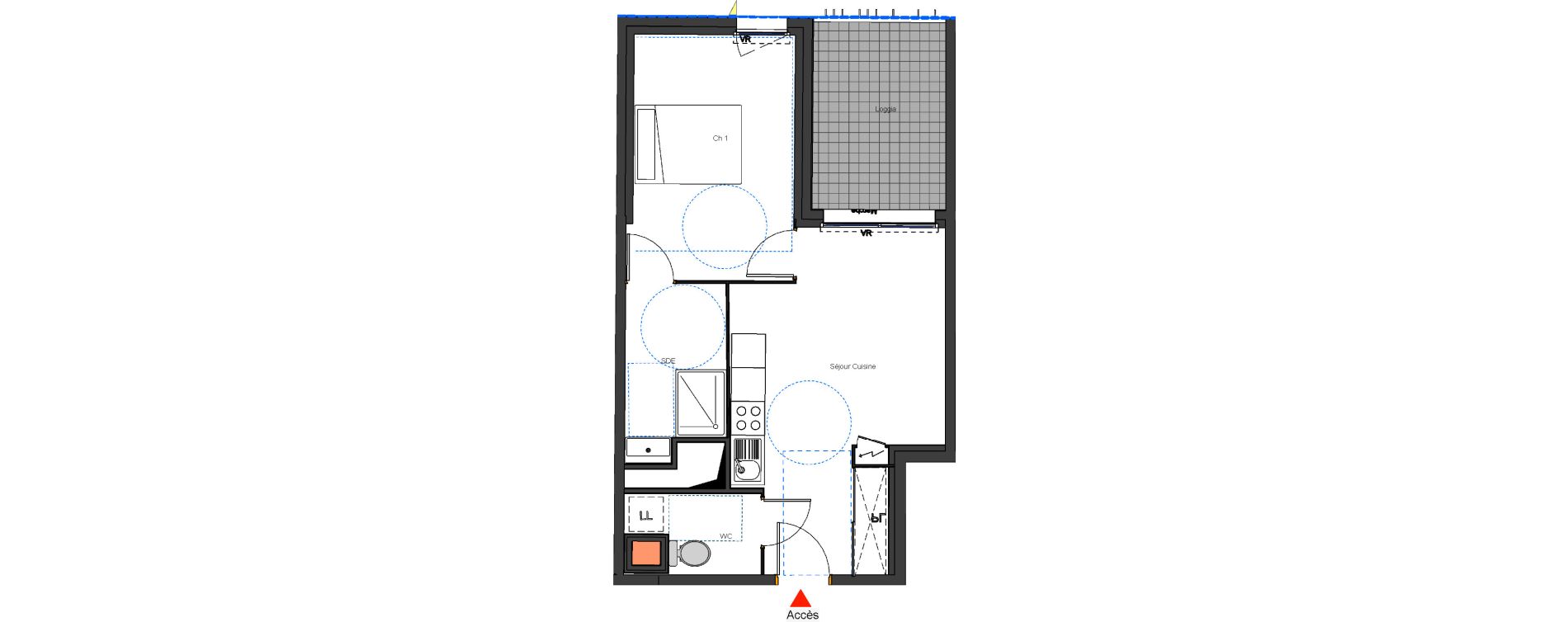 Appartement T2 de 40,60 m2 &agrave; Montpellier Les aiguerelles